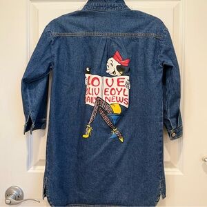 Big Girl Denim Shirt with Print Size: 9-10 Spring/Summer